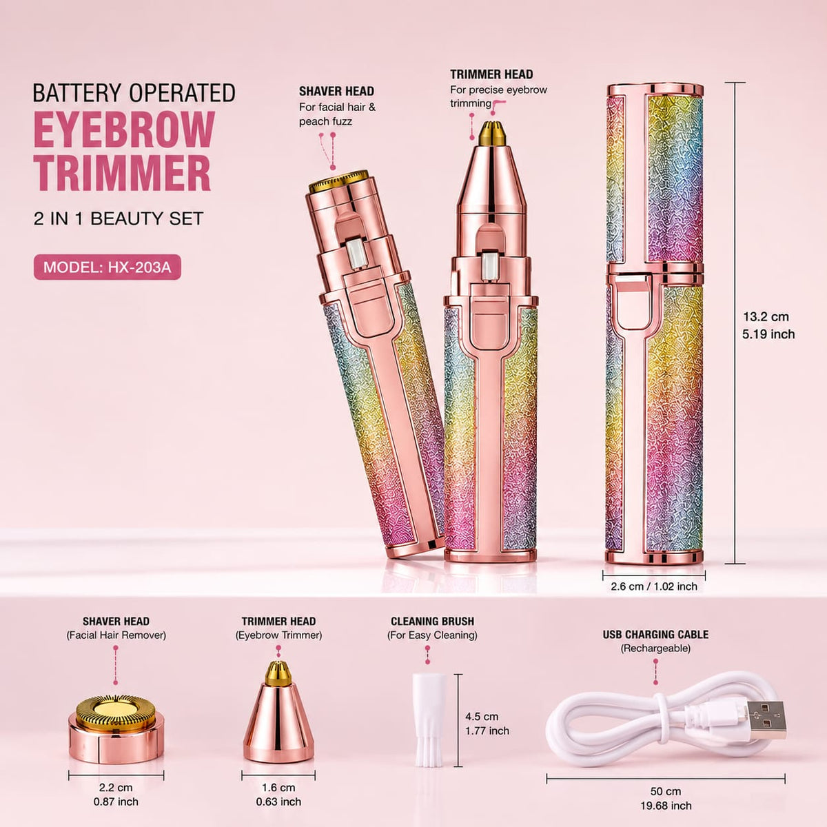 BLAWLESS HX-203A 2-in-1 Electric Eyebrow Trimmer