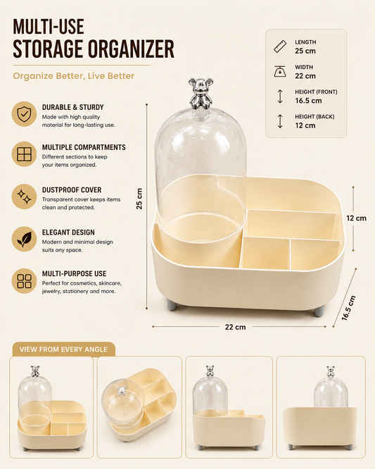 Multi-Purpose Storage Organizer Box with Dustproof Cover