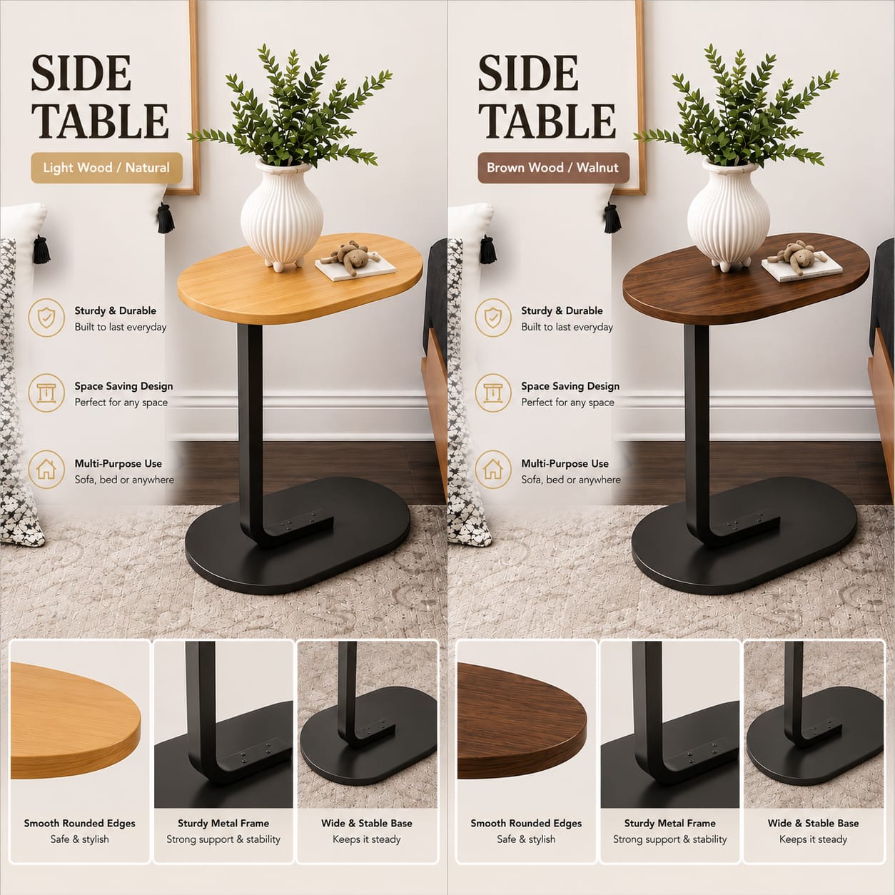 Modern C-Shaped Side Table