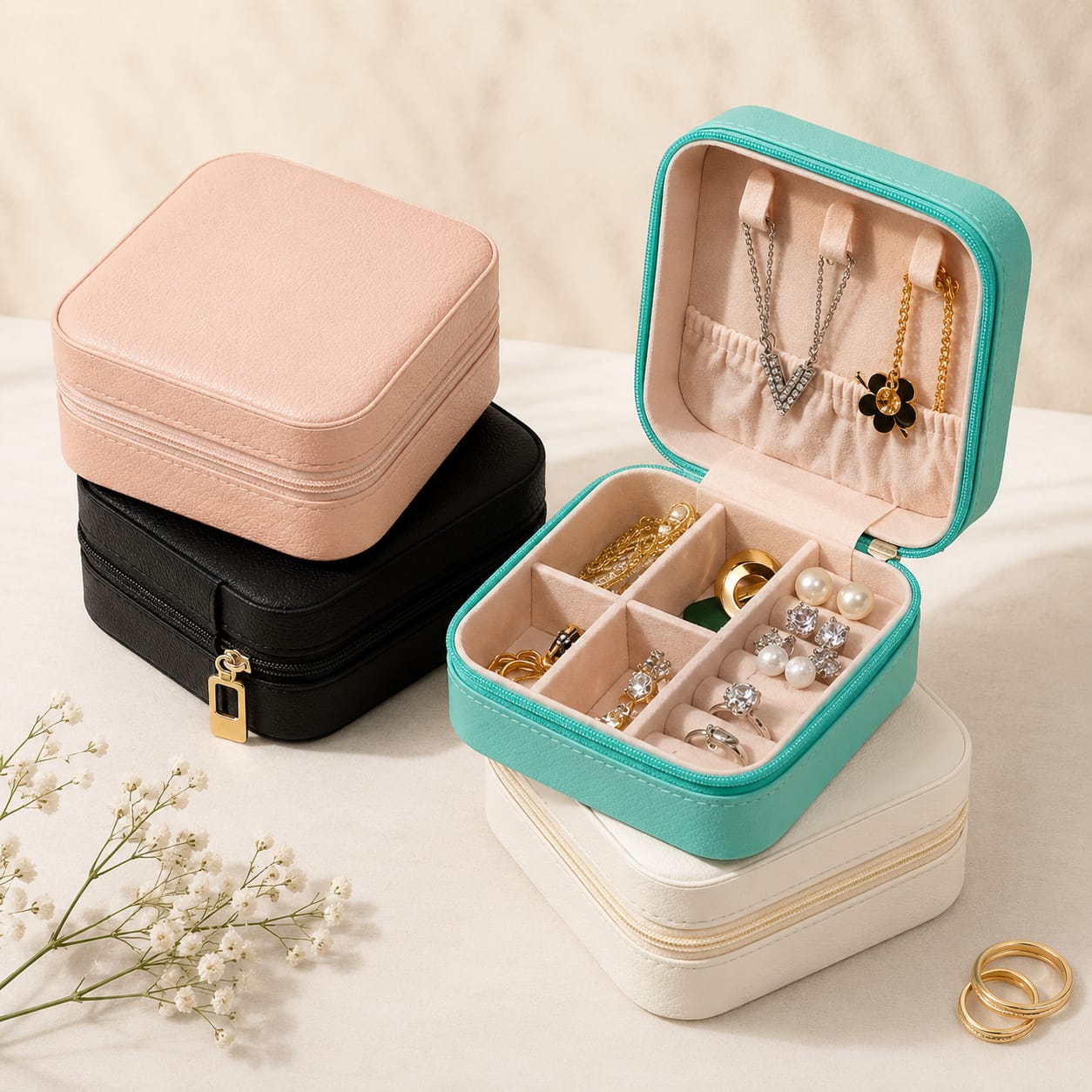 Portable Jewelry Storage Organizer Box