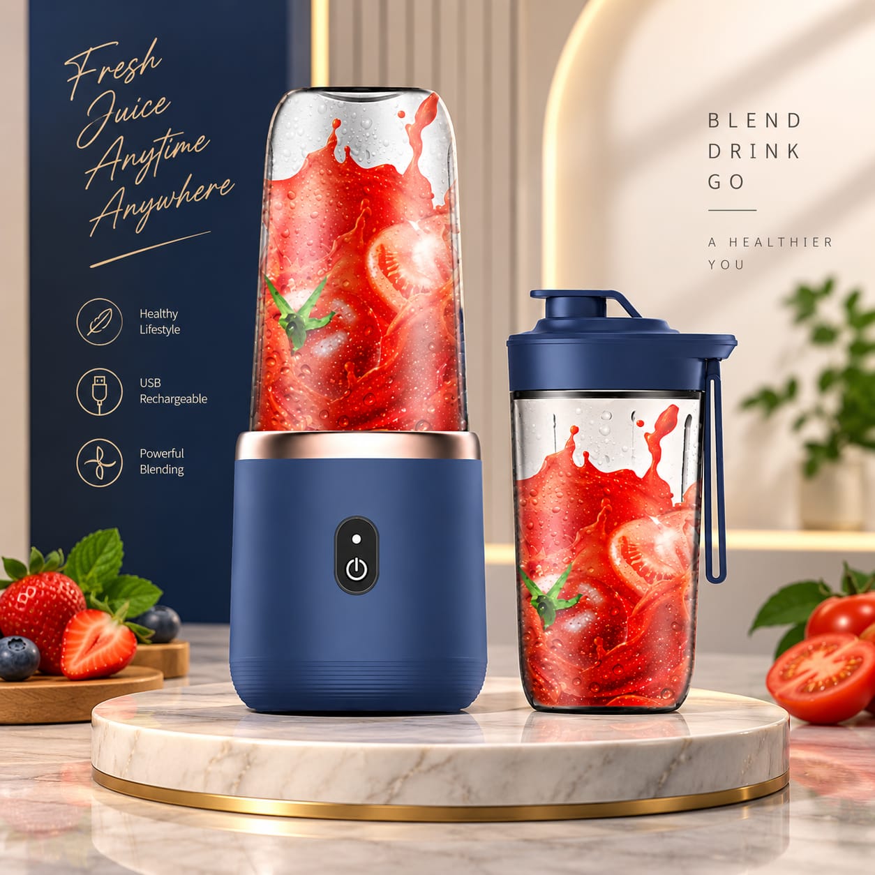 Portable USB Rechargeable Blender | Mini Juicer & Smoothie Maker