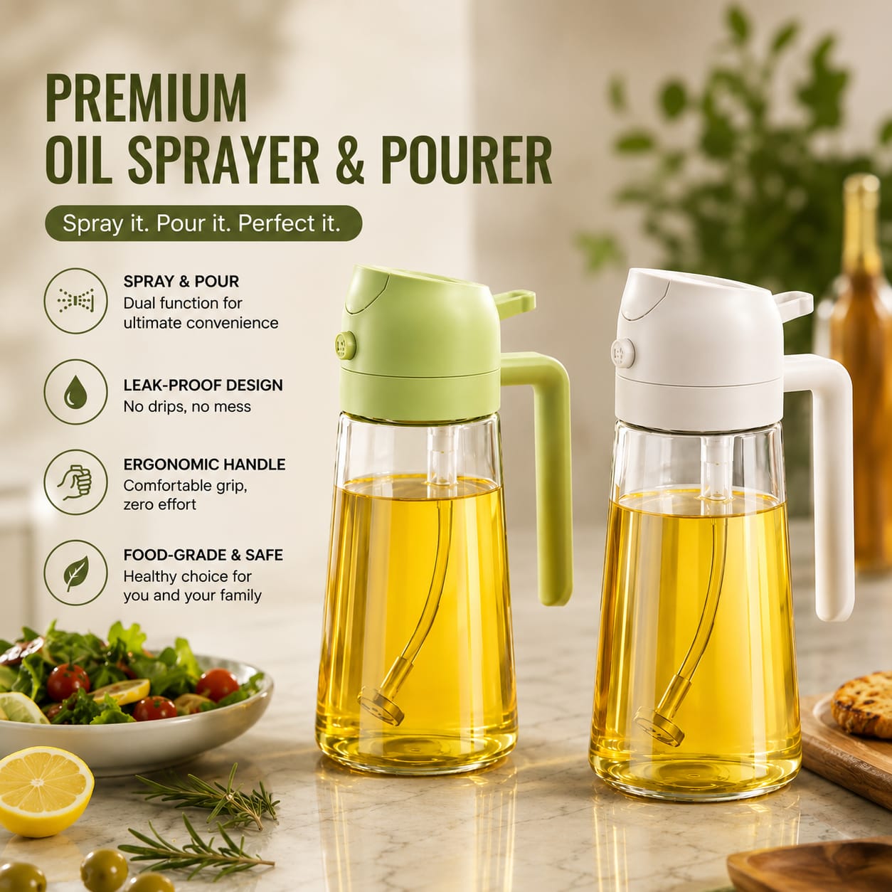 2-in-1 Oil Spray & Pour Bottle
