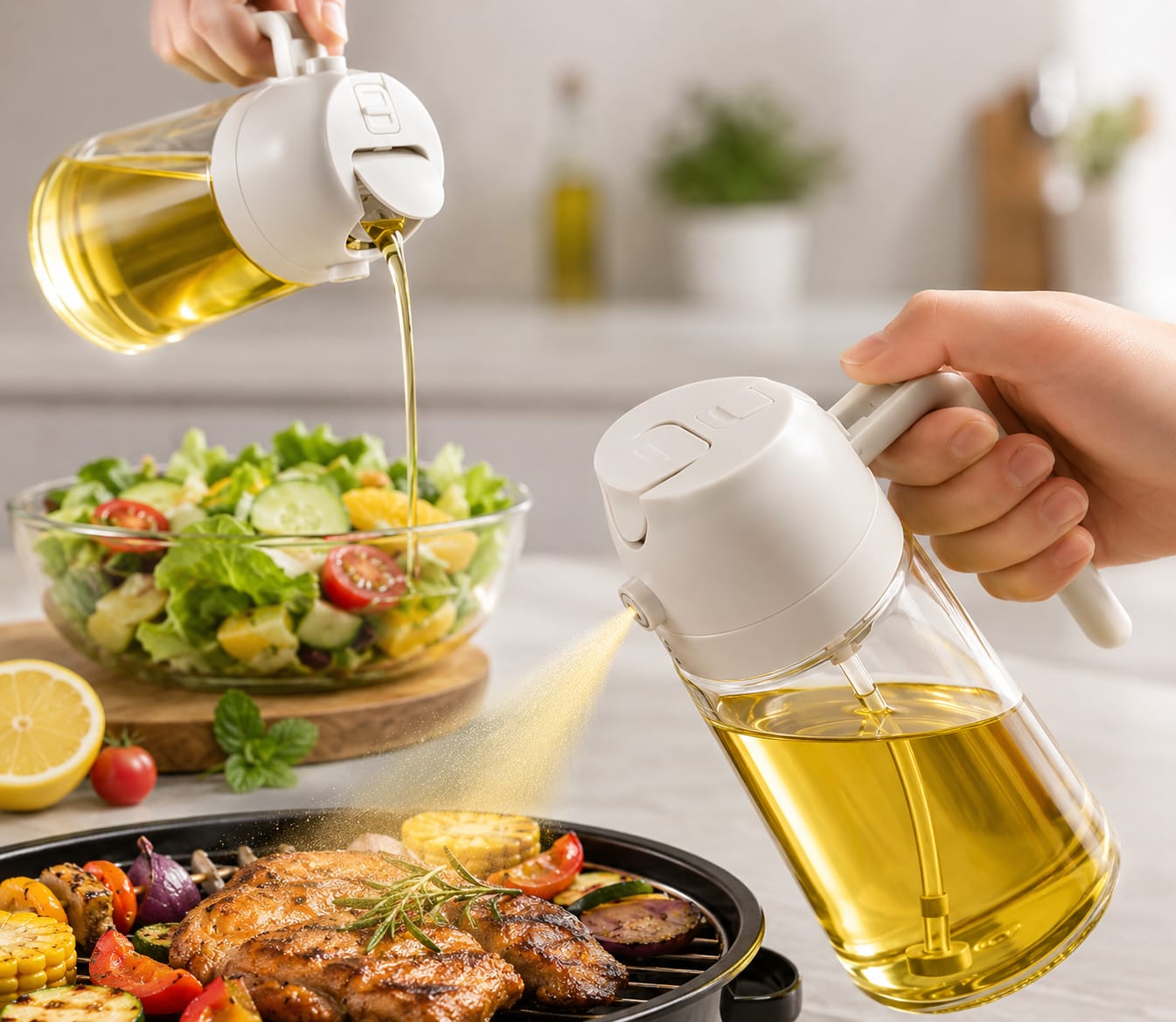 2-in-1 Oil Spray & Pour Bottle