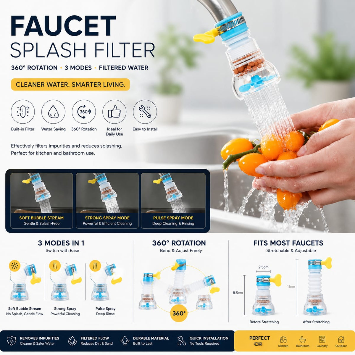 360° Flexible Faucet Extender with Filter